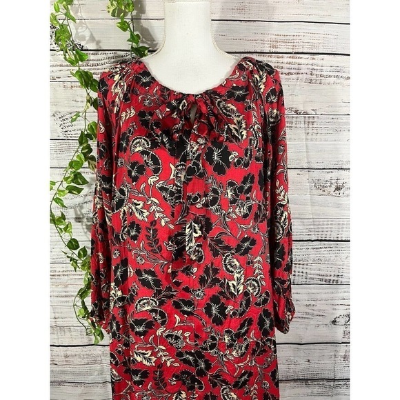 Masai Copenhagen Dress Small Medium Red Blue Floral Lagenlook Wedding Church - Picture 2 of 13